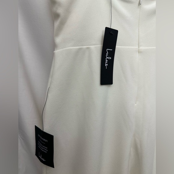 Lulus Feel Your Love White Ruffled Wide Leg Jumpsuit Size Small Bridal NWT - Picture 4 of 6